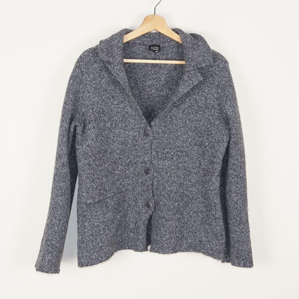 Eileen Fisher Charcoal Button-Up Cardigan